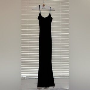 Black Sleeveless Spaghetti Strap Bodycon Maxi Dress